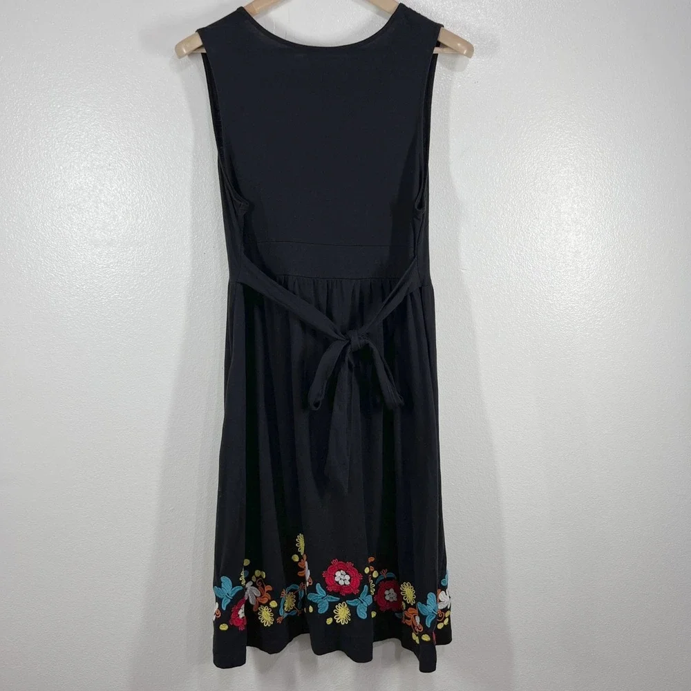 Tommy‎ Hilfiger Black Dress Womens Large Floral Embroidered Sleeveless Casual